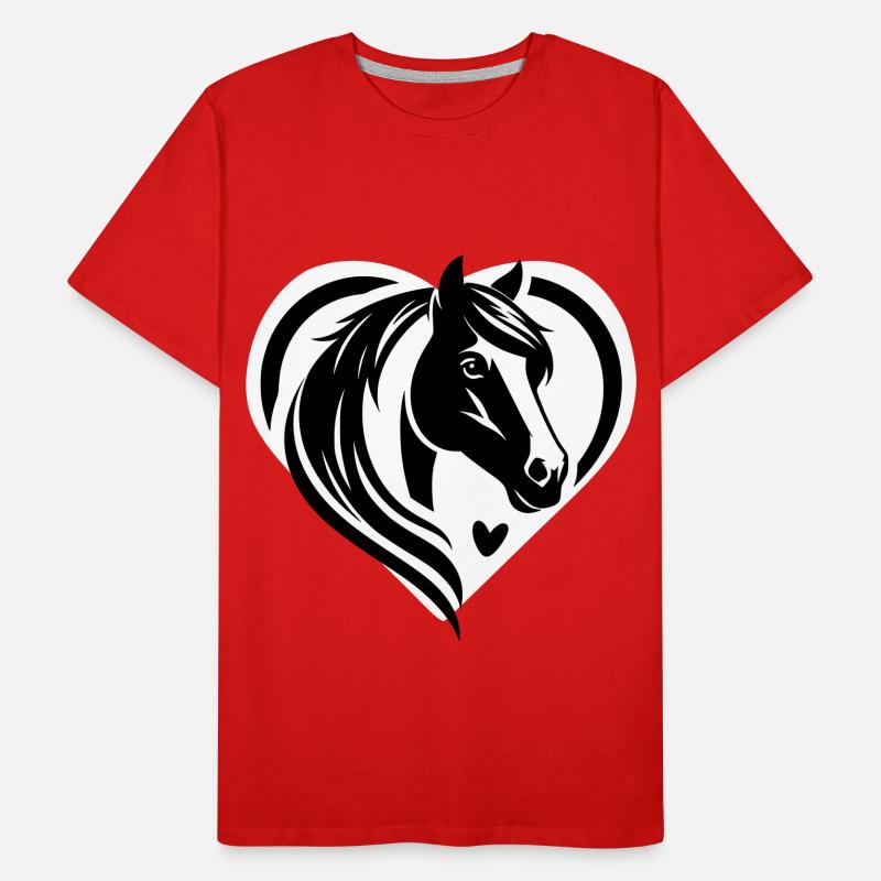 Pferdekopf Herz Männer Premium Bio T-Shirt