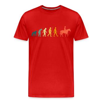 Reiten Evolution Dressurreiten Retro Pferde Reiter - Männer Premium Bio T-Shirt - Rot - Vorne - Damien (186cm)