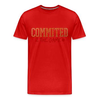 Commited to our lovely game of basketball - Men's Premium Organic T-Shirt - red - Front - Damien (186cm)