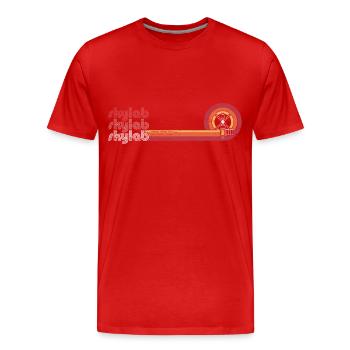 Skylab - America's Space Station (Orange stripe) - Men's Premium Organic T-Shirt - red - Front - Damien (186cm)