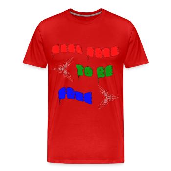 Feel free to be free - Men's Premium Organic T-Shirt - red - Front - Damien (186cm)