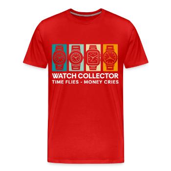 Uhr Uhren Luxusuhren Uhrensammlung - Männer Premium Bio T-Shirt - Rot - Vorne - Damien (186cm)