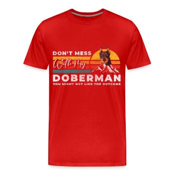 Chien de garde Propriétaire Chiot Chien Amour - T-shirt bio Premium Homme - rouge - Devant - Damien (186cm)