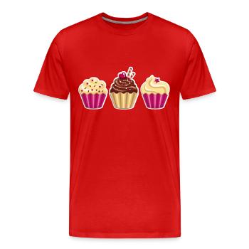 Cupcake - Muffin - Donut - Ice cream - chocolate - - Men's Premium Organic T-Shirt - red - Front - Damien (186cm)