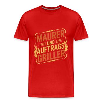 Maurer und Auftragsgriller - Männer Premium Bio T-Shirt - Rot - Vorne - Damien (186cm)