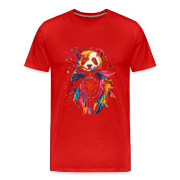 Panda with Dream Catcher - Men's Premium Organic T-Shirt - red - Front - Damien (186cm)