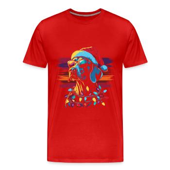 Braque de Weimar cool à Noël - T-shirt bio Premium Homme - rouge - Devant - Damien (186cm)