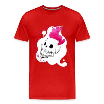 collection streetwear Burger - T-shirt bio Premium Homme - rouge - Devant - Damien (186cm)