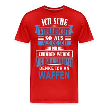 WAFFEN - Männer Premium Bio T-Shirt - Rot - Vorne - Damien (186cm)