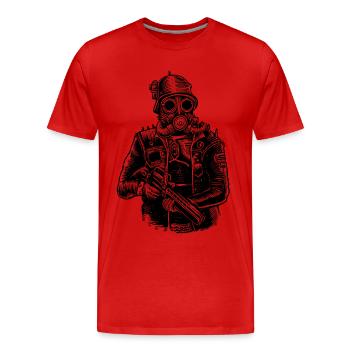 Steampunk Soldier - Men's Premium Organic T-Shirt - red - Front - Damien (186cm)