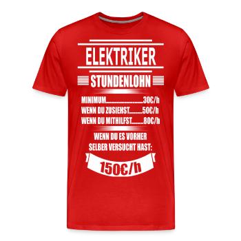 ELEKTRIKER - Männer Premium Bio T-Shirt - Rot - Vorne - Damien (186cm)