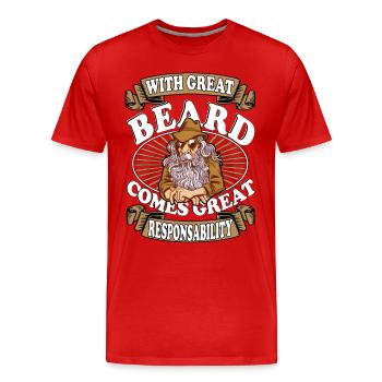 With great beard comes great responsability Bart - Männer Premium Bio T-Shirt - Rot - Vorne - Damien (186cm)