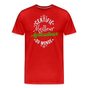 Certifié Meilleur Agriculteur du Monde - T-shirt bio Premium Homme - rouge - Devant - Damien (186cm)