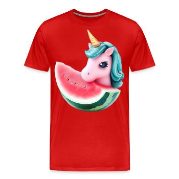 Licorne de pastèque - T-shirt bio Premium Homme - rouge - Devant - Damien (186cm)