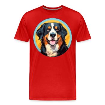 Bernese Mountain Dog Dog's Head Dog - Men's Premium Organic T-Shirt - red - Front - Damien (186cm)