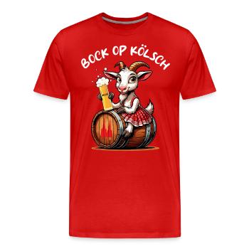 Ziege hat Bock op Kölsch Köln Köbes Karneval Alaaf - Männer Premium Bio T-Shirt - Rot - Vorne - Damien (186cm)