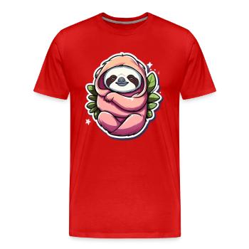 Paresse - T-shirt bio Premium Homme - rouge - Devant - Damien (186cm)