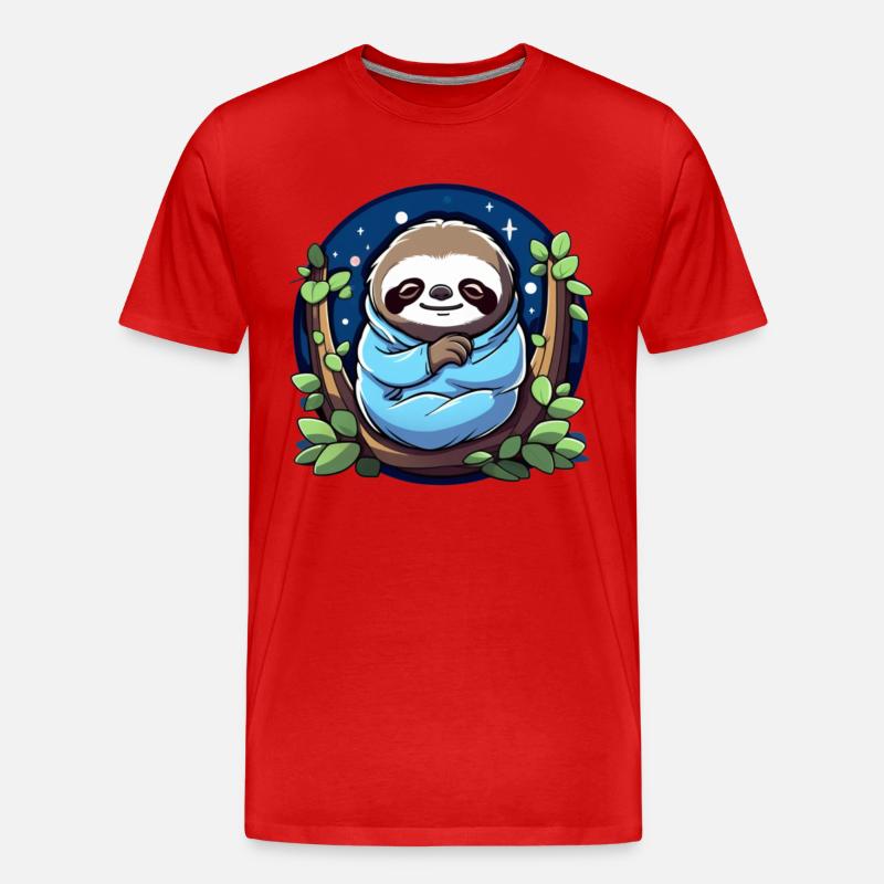 Faultier - Männer Premium Bio T-Shirt - Rot