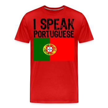 Je parle PORTUGAIS cadeau drôle voyage au Portugal - T-shirt bio Premium Homme - rouge - Devant - Damien (186cm)
