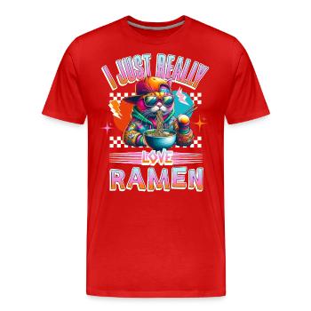 J’adore vraiment les ramen - T-shirt bio Premium Homme - rouge - Devant - Damien (186cm)