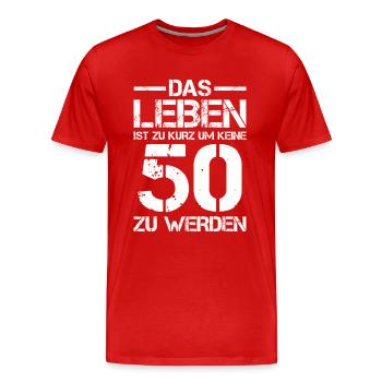 50th Birthday - Men's Premium Organic T-Shirt - red - Front - Damien (186cm)
