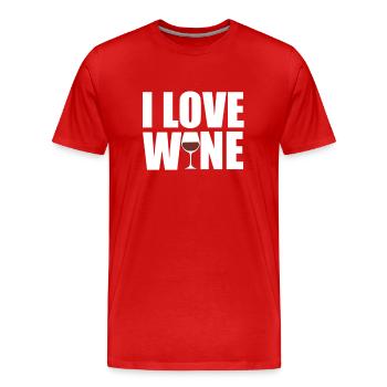 J’aime le vin - J’aime le vin les amateurs de vin rouge - T-shirt bio Premium Homme - rouge - Devant - Damien (186cm)