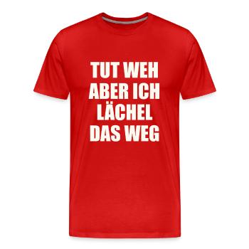 Hurts but I smile it away - Men's Premium Organic T-Shirt - red - Front - Damien (186cm)
