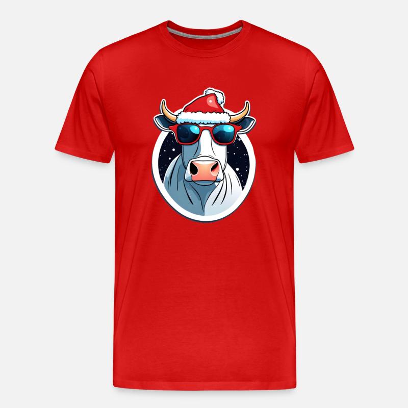 Vache de Noël - T-shirt bio Premium Homme - rouge