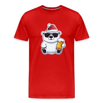 Christmas Polar Bear Beer Beer - Men's Premium Organic T-Shirt - red - Front - Damien (186cm)