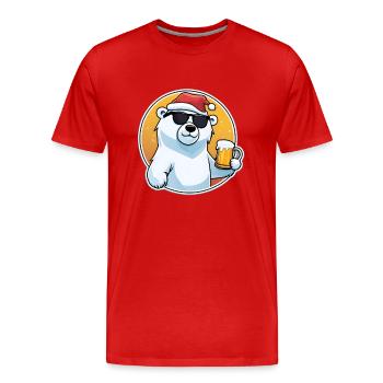 Ours polaire de Noël - T-shirt bio Premium Homme - rouge - Devant - Damien (186cm)