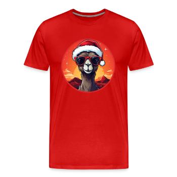Kamel Weihnachten - Männer Premium Bio T-Shirt - Rot - Vorne - Damien (186cm)