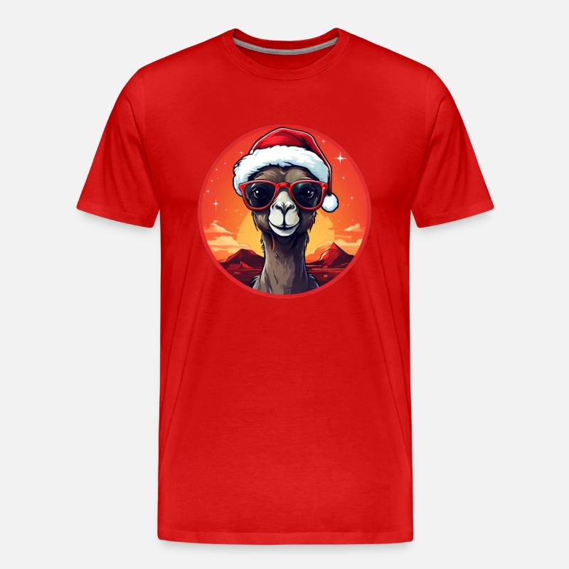 Kamel Weihnachten - Männer Premium Bio T-Shirt - Rot