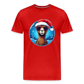 Chapeau de Noël Camel Noël - T-shirt bio Premium Homme - rouge - Devant - Damien (186cm)