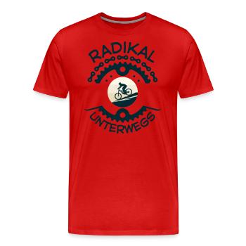 Radikal unterwegs – Lustiges Fahrrad-Design - Männer Premium Bio T-Shirt - Rot - Vorne - Damien (186cm)