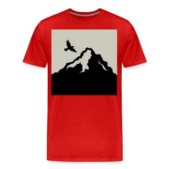 Mountain Bird flying Outdoors sky Hiking Forest - Men's Premium Organic T-Shirt - red - Front - Damien (186cm)