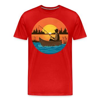 Man Fishing Boat Lake Fisherman Gift Fishing Man# - Men's Premium Organic T-Shirt - red - Front - Damien (186cm)