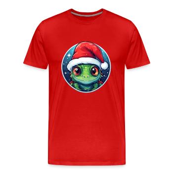Chameleon Christmas - Men's Premium Organic T-Shirt - red - Front - Damien (186cm)