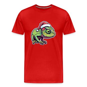 Chameleon Christmas - Men's Premium Organic T-Shirt - red - Front - Damien (186cm)