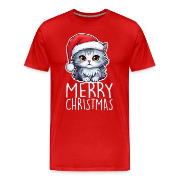 Noël chat - T-shirt bio Premium Homme - rouge - Devant - Damien (186cm)