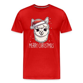 Alpaka Weihnachten Weihnachtsgeschenk - Männer Premium Bio T-Shirt - Rot - Vorne - Damien (186cm)