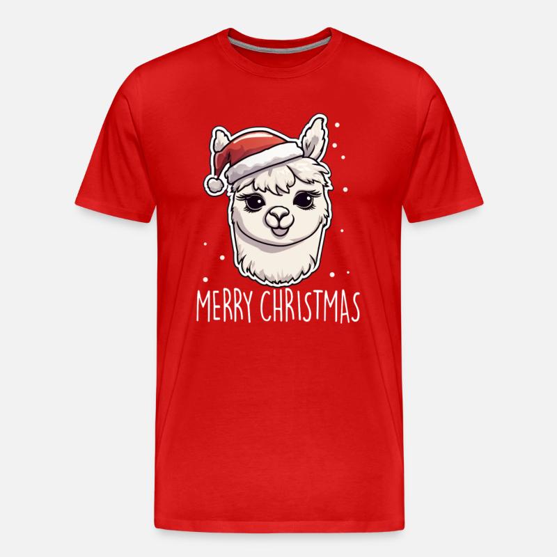 Alpaka Weihnachten Weihnachtsgeschenk - Männer Premium Bio T-Shirt - Rot