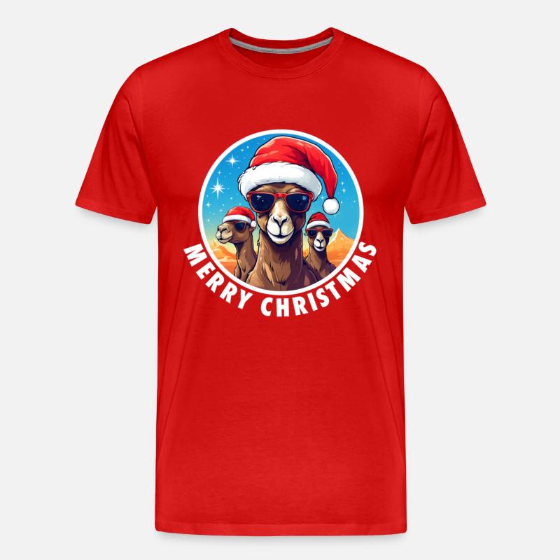 Kamel Merry Christmas - Männer Premium Bio T-Shirt - Rot