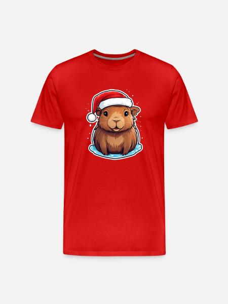 Noël de Capybara - T-shirt bio Premium Homme - rouge
