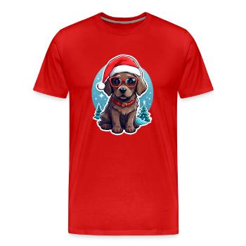 Labrador Hund Weihnachten - Männer Premium Bio T-Shirt - Rot - Vorne - Damien (186cm)