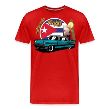Kuba Zigarre Auto Rum Libre Havanna Souvenir retro - Männer Premium Bio T-Shirt - Rot - Vorne - Damien (186cm)