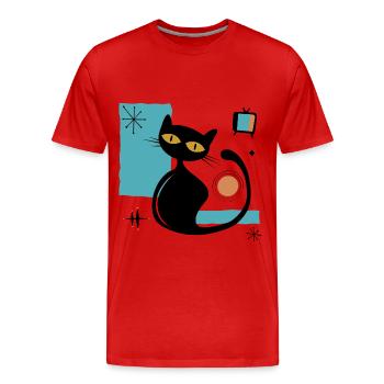 Chat noir - T-shirt bio Premium Homme - rouge - Devant - Damien (186cm)