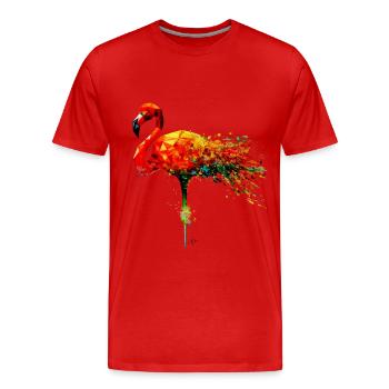 Aquarelle Flamant à gauche - T-shirt bio Premium Homme - rouge - Devant - Damien (186cm)