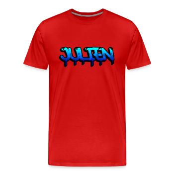 Graffiti prénom Julien - T-shirt bio Premium Homme - rouge - Devant - Damien (186cm)