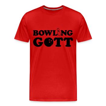 Bowling - Gott - Männer Premium Bio T-Shirt - Rot - Vorne - Damien (186cm)