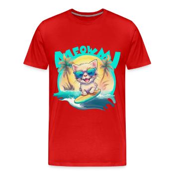 Kitty Surfer - Men's Premium Organic T-Shirt - red - Front - Damien (186cm)